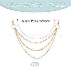 1Pc Alloy Twisted Chain 3 Layered Chain Belts for Women Men&nbsp;AJEW-CY0002-25G