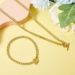 Brass Curb Chain Bracelet & Curb Chain Necklace Sets&nbsp;SJEW-SZ0001-011B