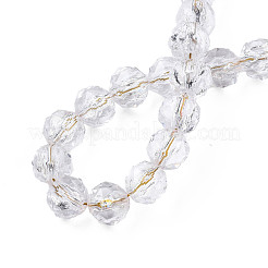 Transparent Crackle Glass Beads Strands&nbsp;GLAA-N051-02