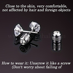 20Pcs 2 Colors 304 Stainless Steel Micro Pave Clear Cubic Zirconia Ear Nuts&nbsp;EJEW-BBC0001-68