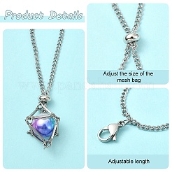 6Pcs 2 Colors 304 Stainless Steel Macrame Pouch Pendant Decorations&nbsp;HJEW-YW00203
