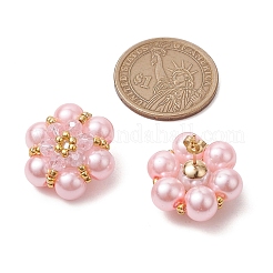 Glass Seed Beads Flower Stud Earrings&nbsp;EJEW-MZ00349-05
