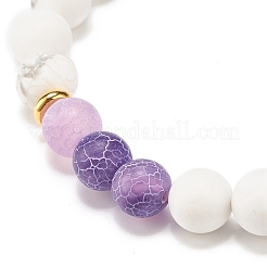 Natural Weathered Agate(Dyed) & Howlite Round Beaded Stretch Bracelet&nbsp;BJEW-JB08087-02