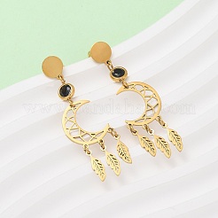 304 Stainless Steel Dangle Stud Earrings&nbsp;EJEW-F393-08G