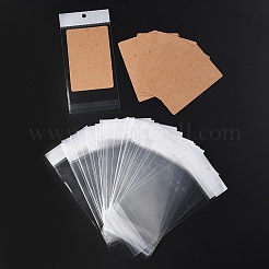 100Pcs Rectangle Kraft Paper One Pair Earring Display Cards with Hanging Hole&nbsp;CDIS-YW0001-02A