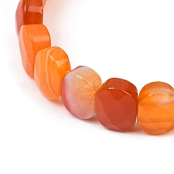 Dyed & Heated Natural Agate Oval Beaded Stretch Bracelet&nbsp;G-E010-01-28