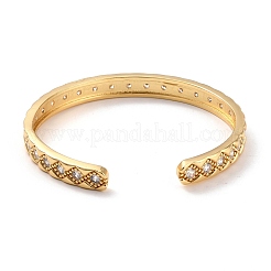 Real 18K Gold Plated Rhombus Pattern Grooved Brass Cufff Bangle&nbsp;BJEW-D448-07G-RS
