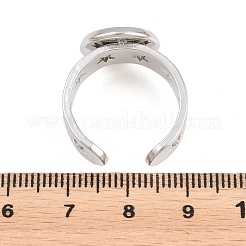 Hollow Star 304 Stainless Steel Open Cuff Ring Components&nbsp;STAS-F366-07C-P