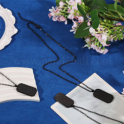 4Pcs Stainless Steel Embossed Rectangle Tag Pendant Necklaces&nbsp;NJEW-CO0001-02EB