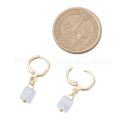 6 Pairs Brass Crackle Glass Hoop Earrings&nbsp;EJEW-JE06616
