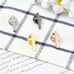 4Pcs 4 Colors Cross Brass Brooches&nbsp;JEWB-CJ0003-54