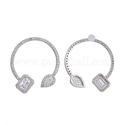 Brass Micro Pave Clear Cubic Zirconia Stud Earrings&nbsp;EJEW-K083-14P