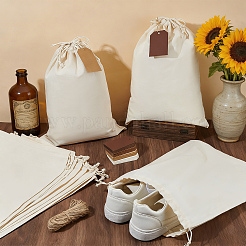 12Pcs Rectangle Cotton Drawstring Bags&nbsp;ABAG-DR0001-19