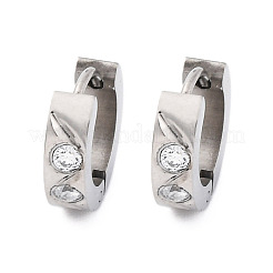 304 Stainless Steel with Cubic Zirconia Polishing effect Hoop Earrings&nbsp;EJEW-M001-26P