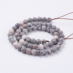 Natural Pink Zebra Jasper Beads Strands&nbsp;G-J372-02-6mm