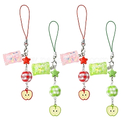 2Pcs Acrylic & Wood & Alloy & Resin Mobile Straps&nbsp;HJEW-YW00339-01