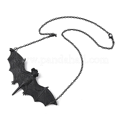 Rubber Bat Pendant Alloy Cable Chain Necklaces for Halloween&nbsp;NJEW-H075-01EB