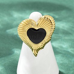 Heart 304 Stainless Steel Enamel Finger Rings for Women&nbsp;RJEW-G355-09G