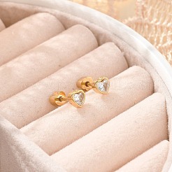 304 Stainless Steel Rhinestone Stud Earrings for Women&nbsp;EJEW-M068-02G