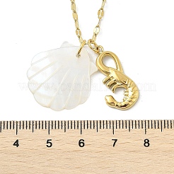 Summer Beach Natural Shell & 304 Stainless Steel Pendant Necklaces for Women&nbsp;NJEW-P323-01C-G