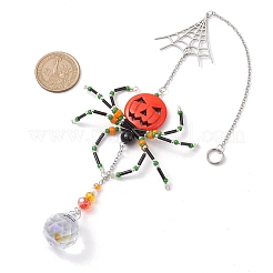 Glass & Synthetic Turquoise Beaded Spider Hanging Ornaments&nbsp;HJEW-TA00186