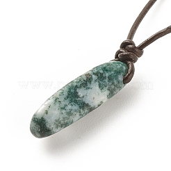 Natural Indian Nugget Pendant Necklace with Cowhide Leather Cord&nbsp;NJEW-JN03882-03