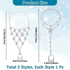 4Pcs 2 Styles Alloy Clear Rhinestone Anklets for Women&nbsp;AJEW-BBC0002-39