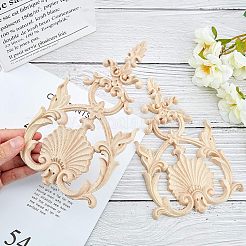 Natural Solid Wood Carved Onlay Applique Craft&nbsp;WOOD-FH0001-20