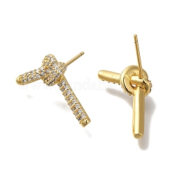 Rack Plating Brass Micro Pave Clear Cubic Zirconia Stud Earrings&nbsp;EJEW-U011-08G