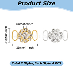 8Pcs 2 Colors Brass Crystal Rhinestone Connector Charms&nbsp;KK-HY0004-26