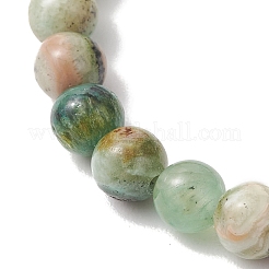 Natural Green Line Jasper Round Beads Stretch Bracelets for Women Men&nbsp;BJEW-JB13525