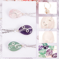 12 Pcs 3 Styles Natural Mixed Stone Pendants&nbsp;FIND-DC0001-48