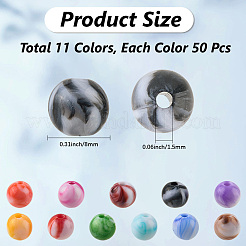 550Pcs 11 Colors Opaque Acrylic Beads&nbsp;SACR-PA0001-05