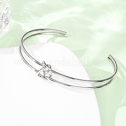 304 Stainless Steel Double Layers Cuff Bangles for Women&nbsp;BJEW-Z165-01P
