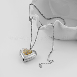 Duo Tone 316 Surgical Stainless Steel Micro Pave Clear Cubic Zirconia Pendant Necklaces for Women&nbsp;WG2A391-01