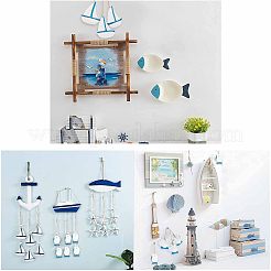 12Pcs 3 Styles Mediterranean Style Natural Wood Pendant Ornaments&nbsp;AJEW-PH0001-55