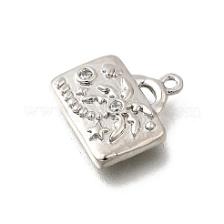 Brass Micro Pave Clear Cubic Zirconia Pendants&nbsp;KK-C096-16A-P