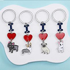 WEWAYSMILE 2 pcs Dog Keychain Car Keychain Pet Pendant Key-Ring Lovely Dog Key-ring Portable Metal Keychain Gift for Pet Lover Birthday Puppy Theme Party Supplies (Pug)&nbsp;JX790A