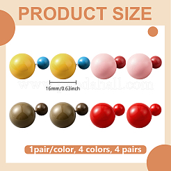 4 Pairs 4 Colors Plastic Round Stud Earrings&nbsp;EJEW-GO0003-33
