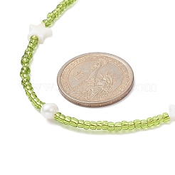 Natural Pearl & & Shell Star & Seed Beaded Necklace for Women&nbsp;NJEW-JN04314