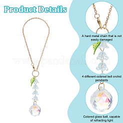 Teardrop Glass & Acrylic Flower Car Mirror Pendant Decorations&nbsp;HJEW-DR00051