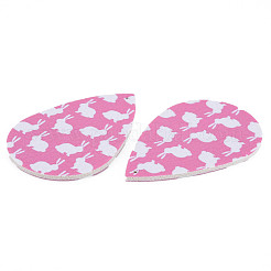 PU Leather Big Teardrop with Bunny Pendants&nbsp;FIND-T058-A44