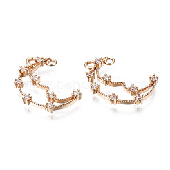 Brass Micro Pave Clear Cubic Zirconia Pendants Links&nbsp;KK-S359-149-RS
