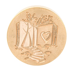 Golden Tone Round Wax Seal Brass Stamp Heads&nbsp;LS-AJEW-S087-01G-07