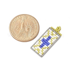 Handmade Glass Seed Beaded Rectangle with Cross Pendants&nbsp;PALLOY-MZ00616-03