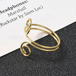 304 Stainless Steel Round Wrap Open Cuff Rings for Women Men&nbsp;RJEW-Z071-02B-G
