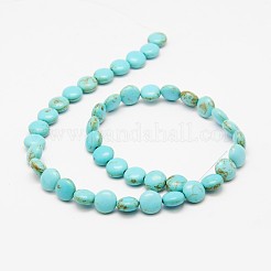 Flat Round Synthetic Turquoise Beads Strands&nbsp;LS-TURQ-I022-10x5mm-05