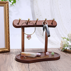 Desktop Wood Jewelry Display Racks with Oval Trays for Necklaces Rings Earrings Bracelets&nbsp;ODIS-WH0177-024