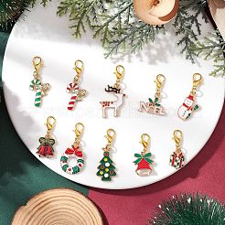 10Pcs Christmas Alloy Enamel Pendant Decorations&nbsp;HJEW-JM03679