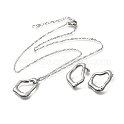Irregular 304 Stainless Steel Pendant Necklace & Stud Earrings Sets for Women&nbsp;SJEW-E052-01P